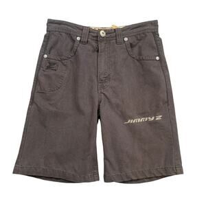 Vintage Jimmy Z Shorts Men 29 Charcoal Cotton Blend Inner Drawstring Embroidered